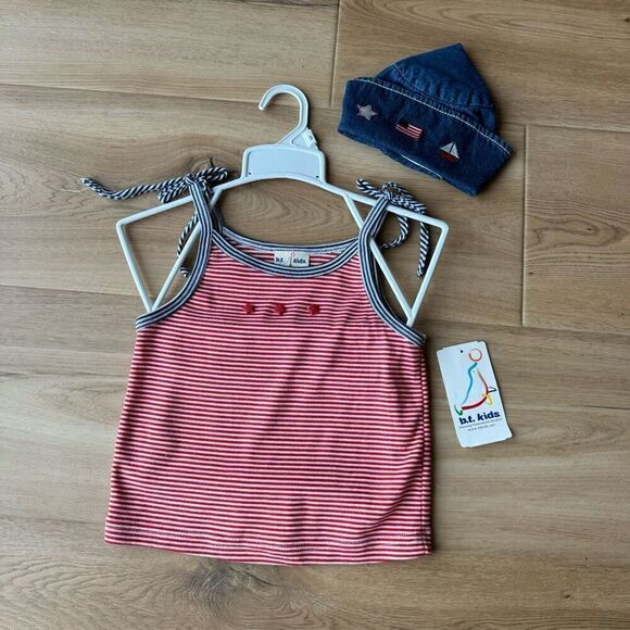 Vintage B.T. Kids 90s Girls Red White Blue Tank Top w/Matching Hat NWT Size 5 - Picture 4 of 5